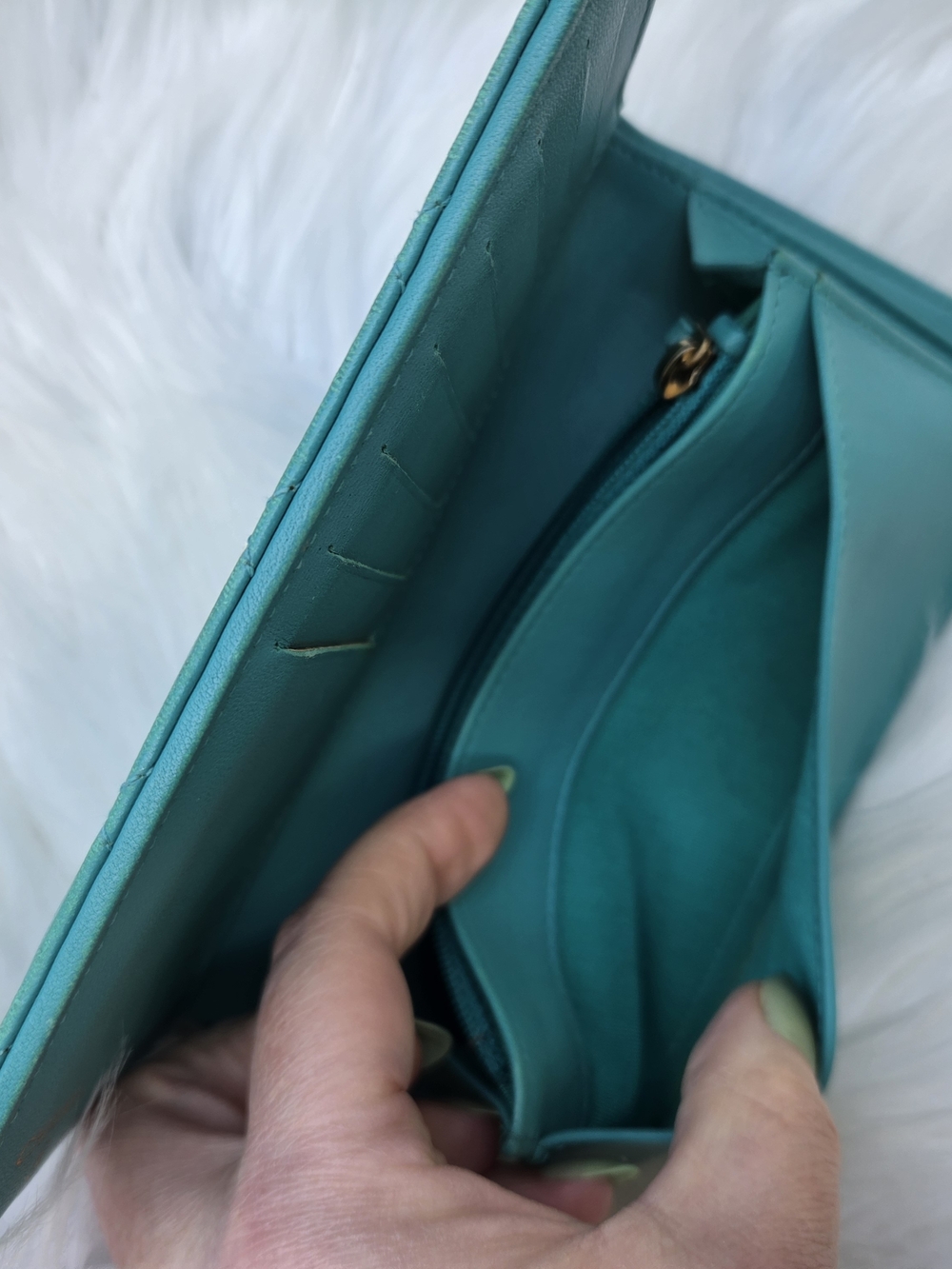 Chanel Quilted Calfskin Leather Flap Wallet Turquoise - Picture 5 of 12